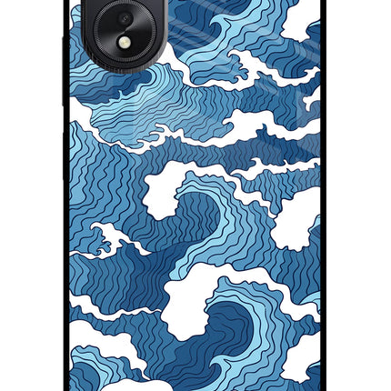 Blue Waves Oppo A18/Oppo A38 Glass Case Back Cover by Casekaro