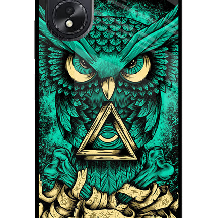 Green Owl Oppo A18/Oppo A38 Glass Case Back Cover by Casekaro