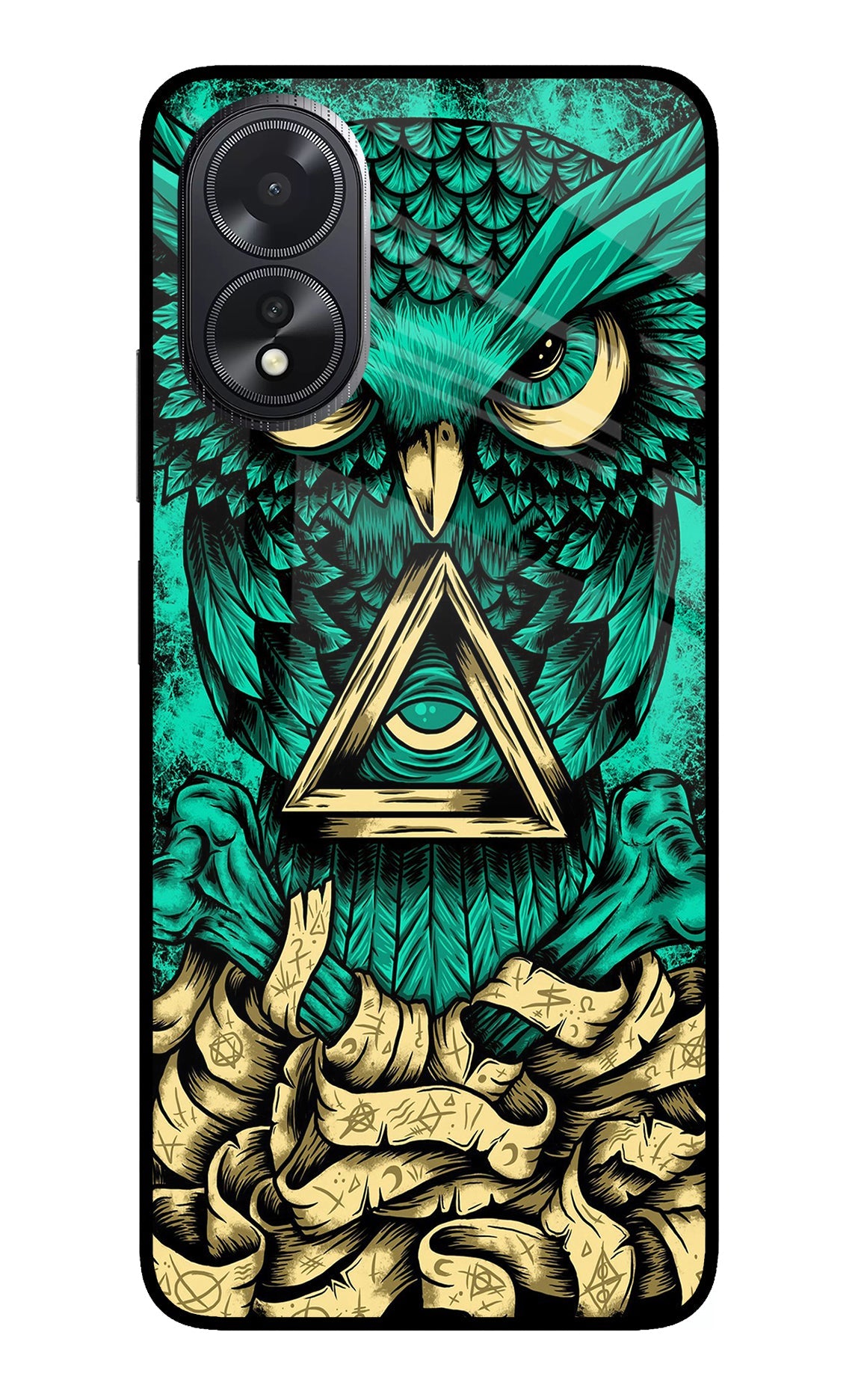 Green Owl Oppo A18/Oppo A38 Glass Case