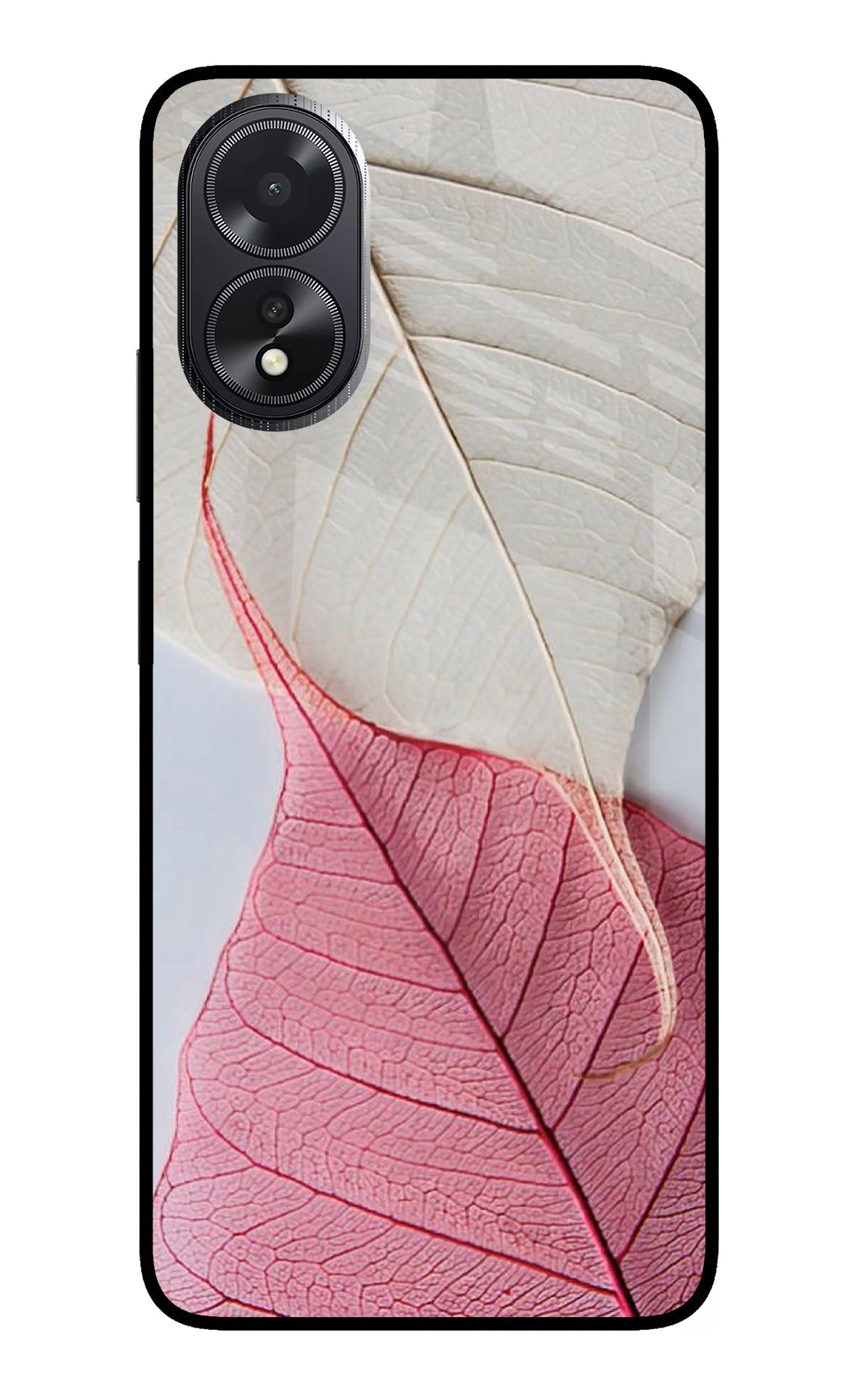 White Pink Leaf Oppo A18/Oppo A38 Back Cover