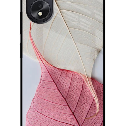 White Pink Leaf Oppo A18/Oppo A38 Glass Case Back Cover by Casekaro