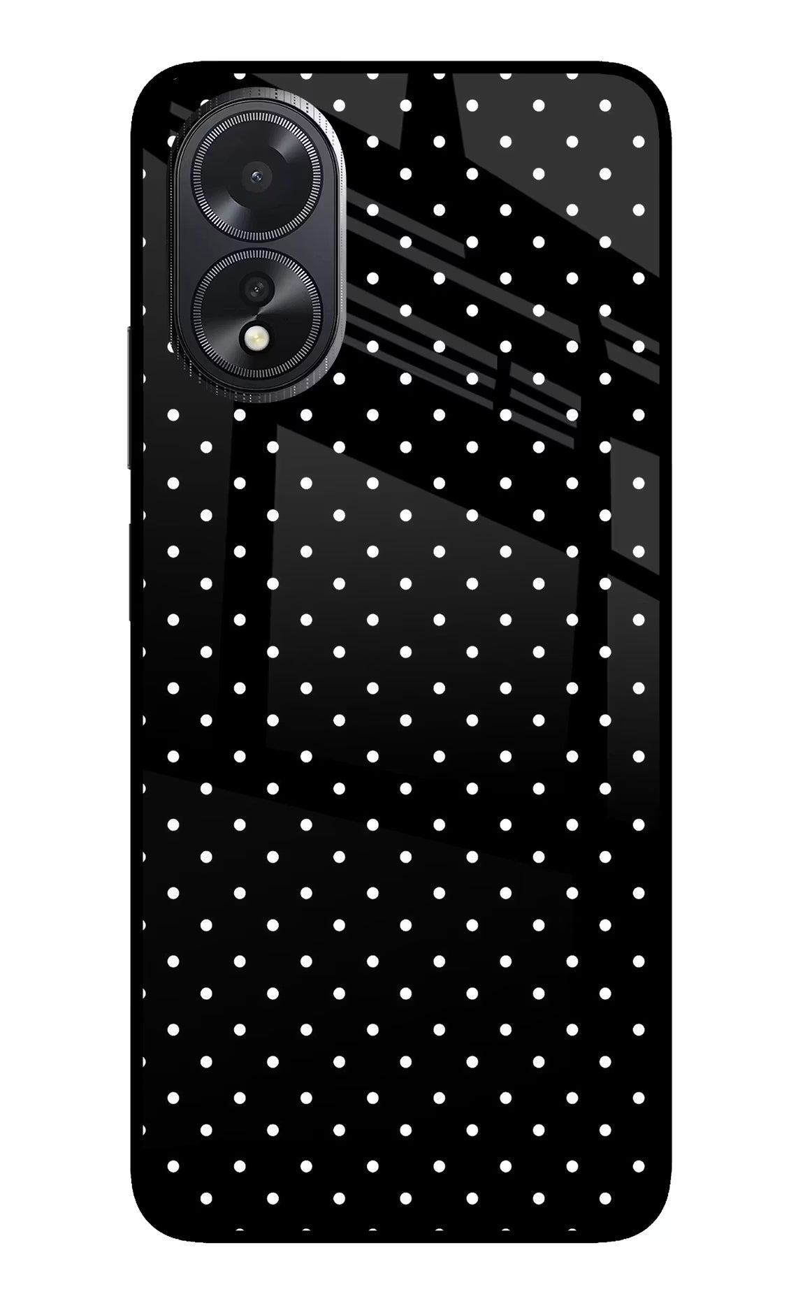 White Dots Oppo A18/Oppo A38 Glass Case Back Cover by Casekaro