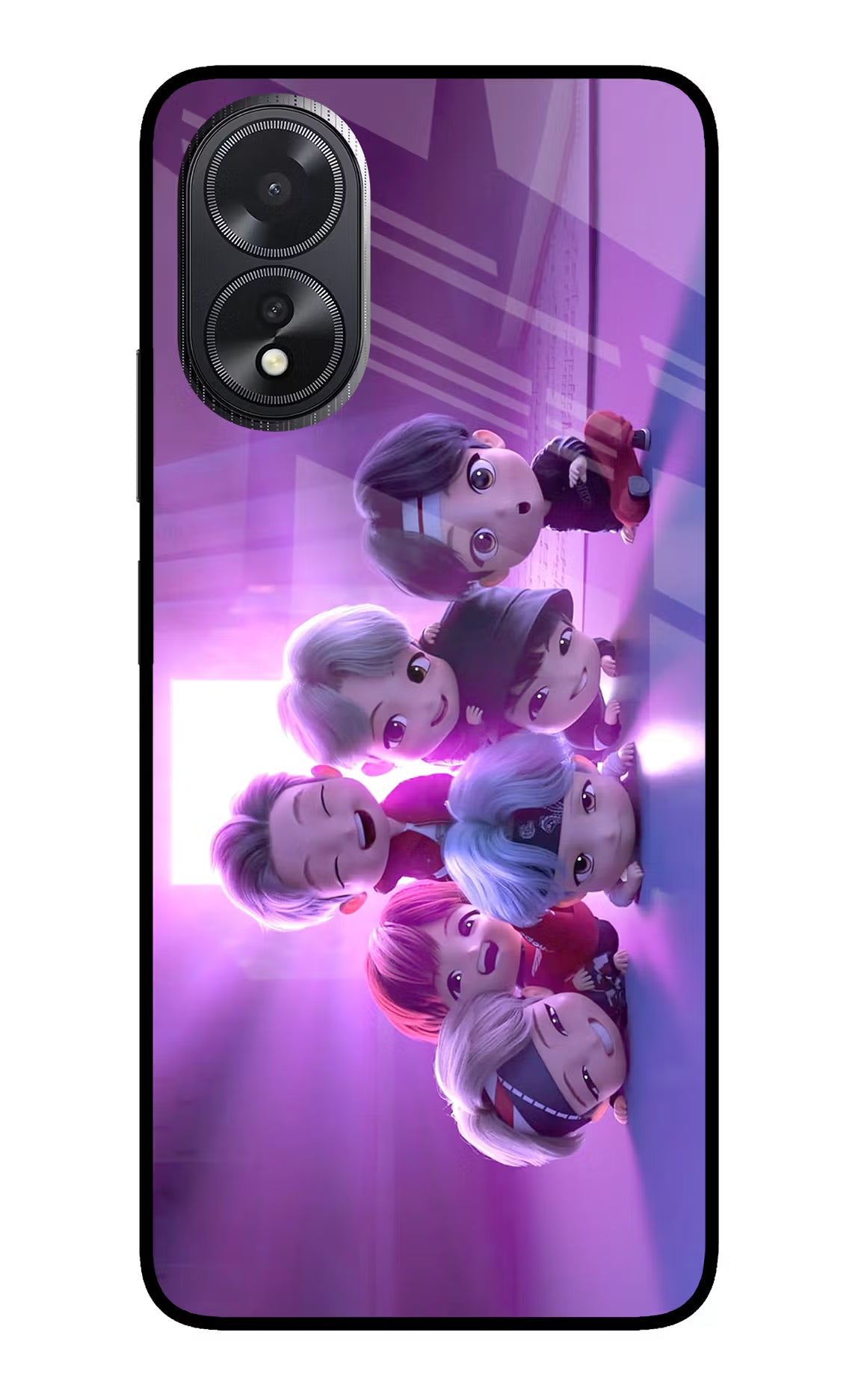 BTS Chibi Oppo A18/Oppo A38 Glass Case Back Cover by Casekaro