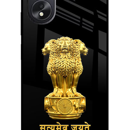 Satyamev Jayate Golden Oppo A18/Oppo A38 Glass Case