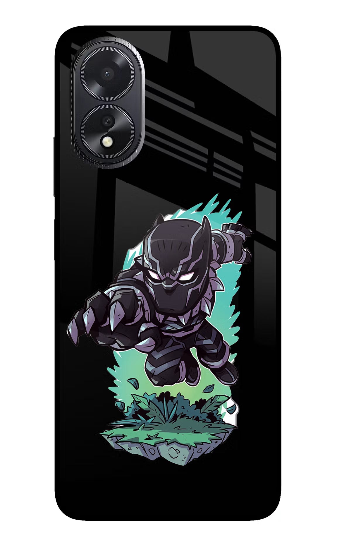 Black Panther Oppo A18/Oppo A38 Glass Case Back Cover by Casekaro