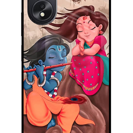 Radhe Krishna Oppo A18/Oppo A38 Glass Case Back Cover by Casekaro