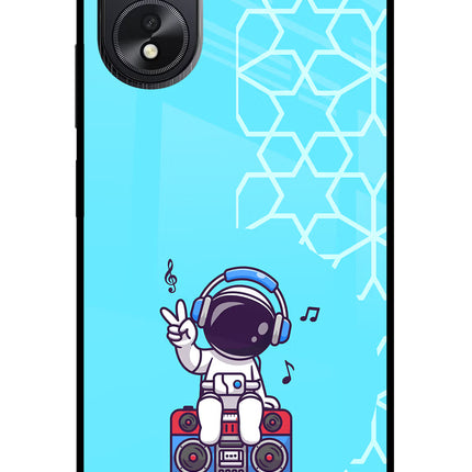 Cute Astronaut Chilling Oppo A18/Oppo A38 Glass Case Back Cover by Casekaro