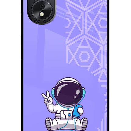 Cute Astronaut Chilling Oppo A18/Oppo A38 Glass Case Back Cover by Casekaro