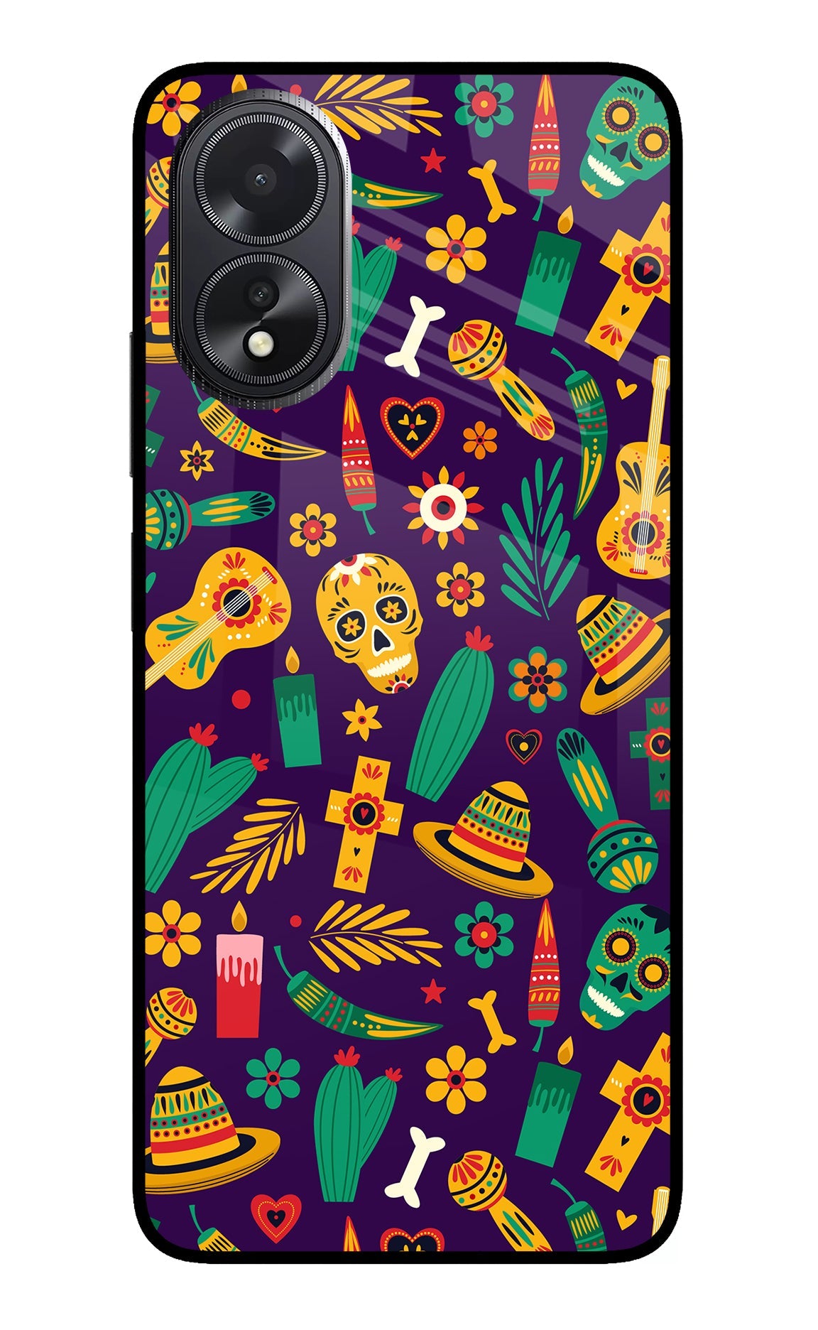 Mexican Artwork Oppo A18/Oppo A38 Glass Case