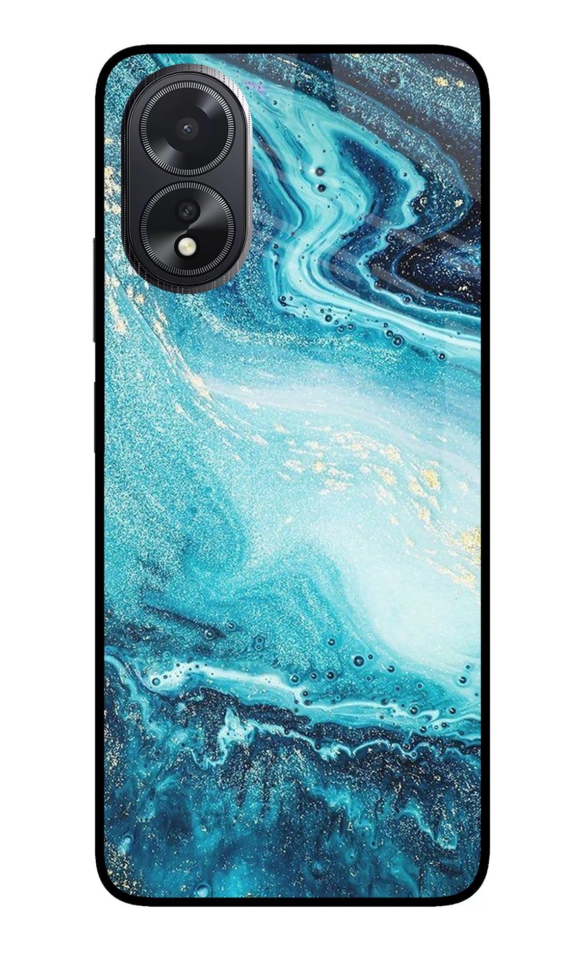 Blue Glitter Marble Oppo A18/Oppo A38 Glass Case