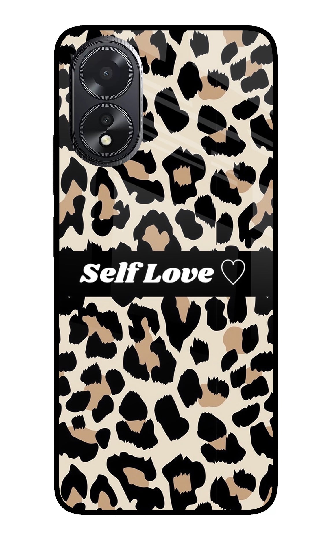 Leopard Print Self Love Oppo A18/Oppo A38 Glass Case