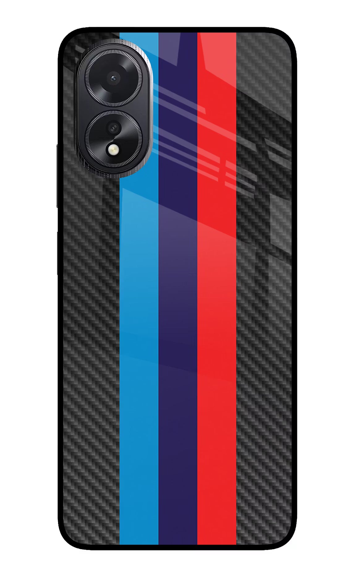 BMW Stripes Pattern Oppo A18/Oppo A38 Glass Case Back Cover by Casekaro