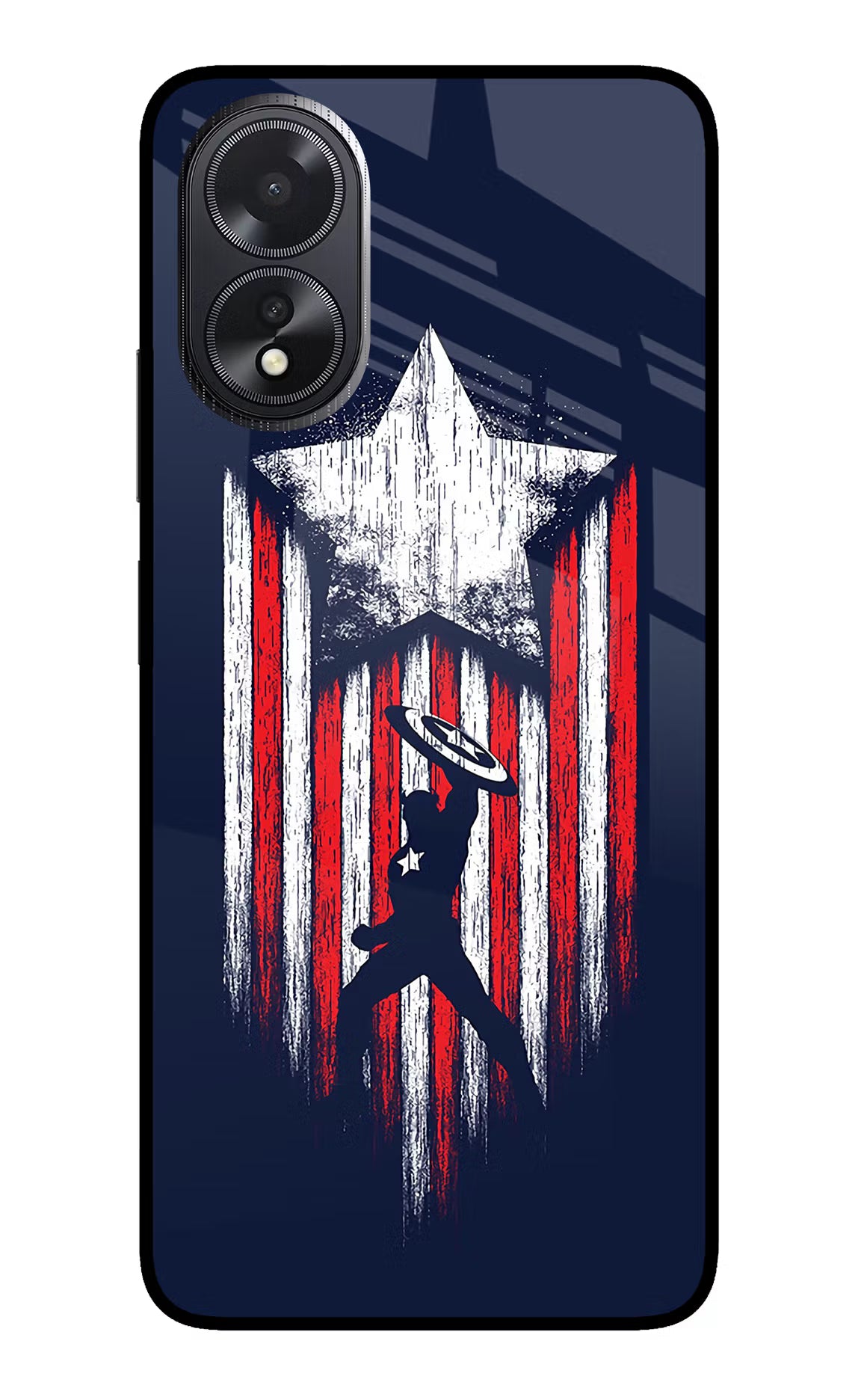 Captain America Marvel Art Oppo A18/Oppo A38 Glass Case Back Cover by Casekaro