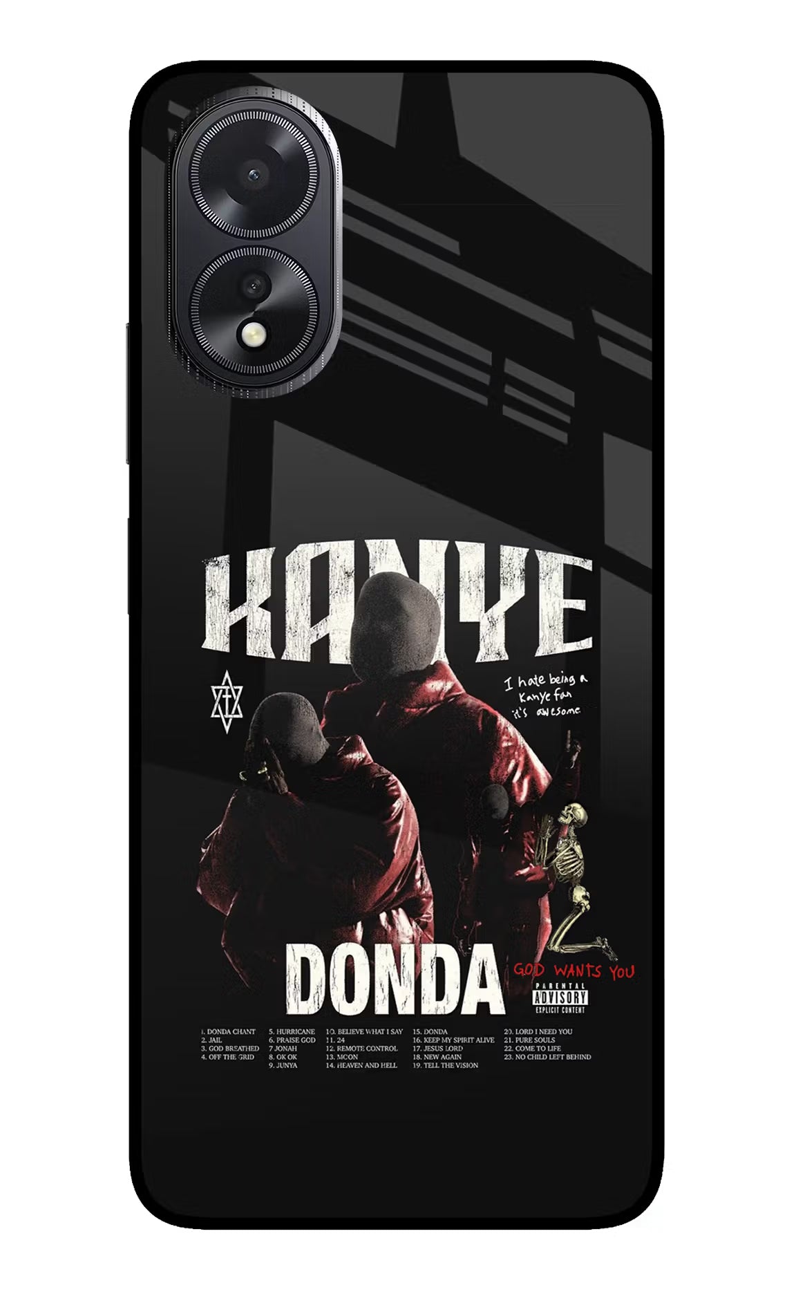 Donda Kanye West Oppo A18/Oppo A38 Glass Case Back Cover by Casekaro