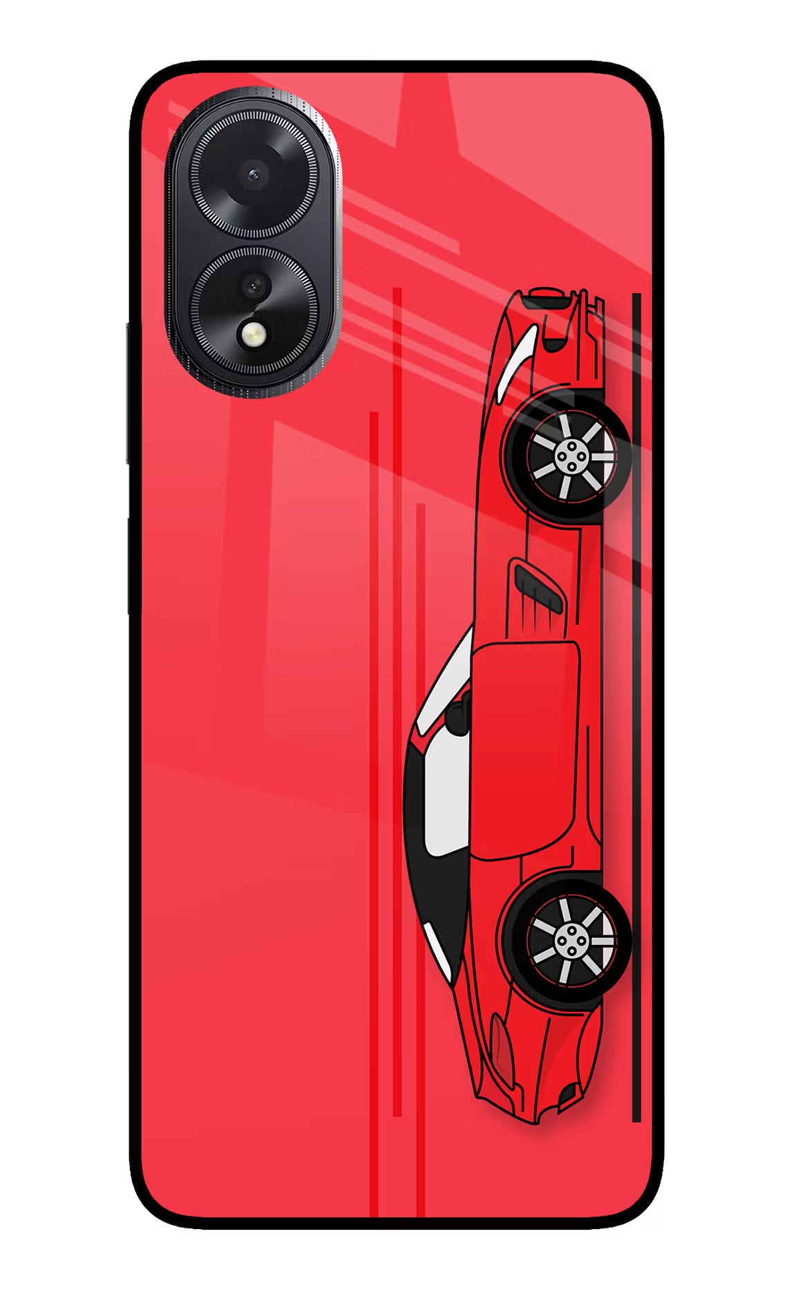 Red Velocity Oppo A18/Oppo A38 Glass Case Back Cover by Casekaro