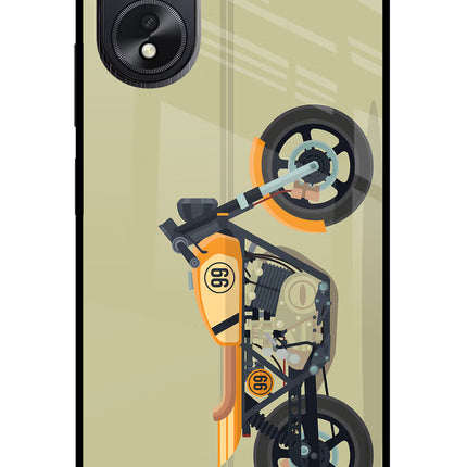 Vertical Speedster Oppo A18/Oppo A38 Glass Case Back Cover by Casekaro