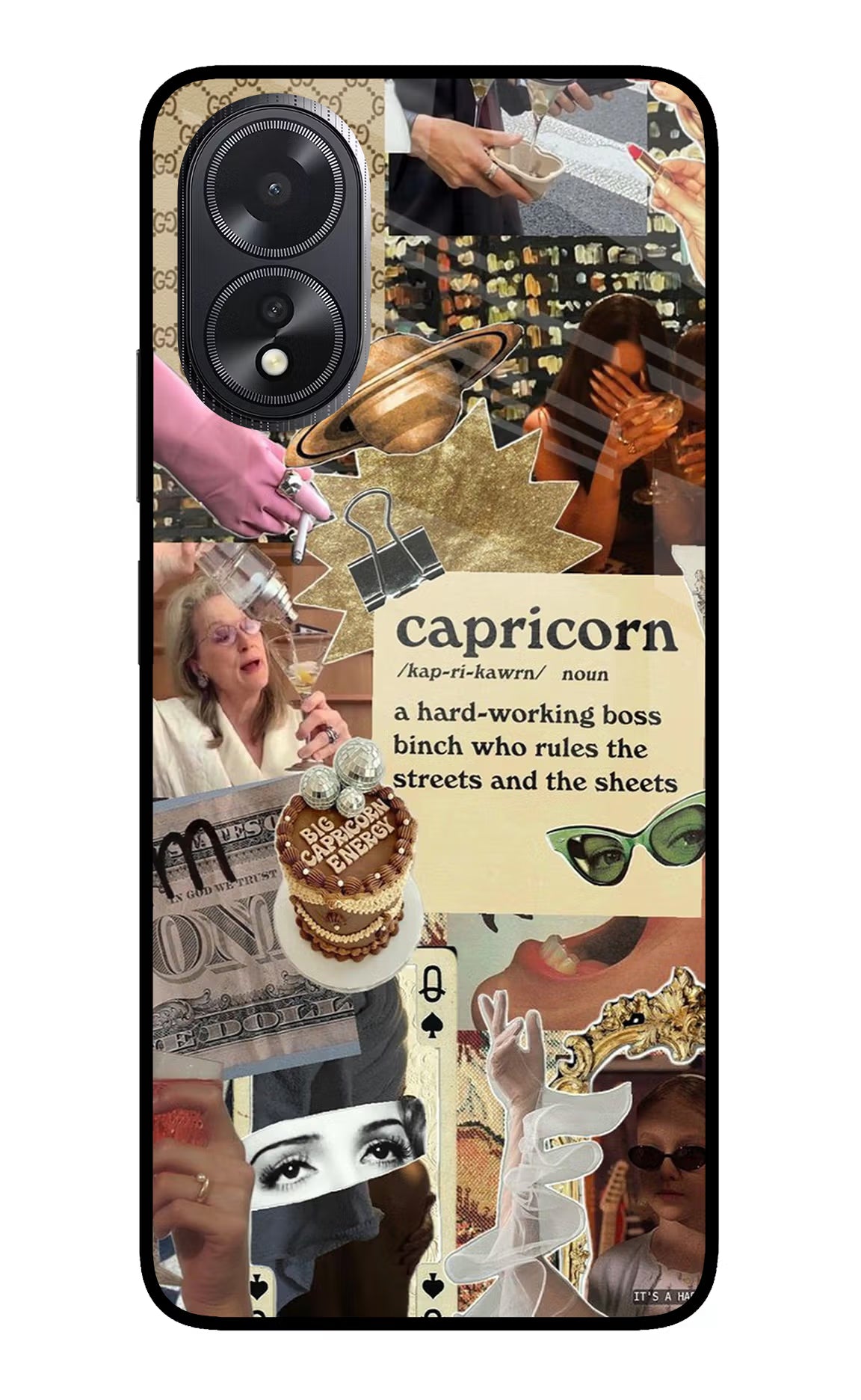 Capricorn Zodiac Oppo A18/Oppo A38 Glass Case Back Cover by Casekaro