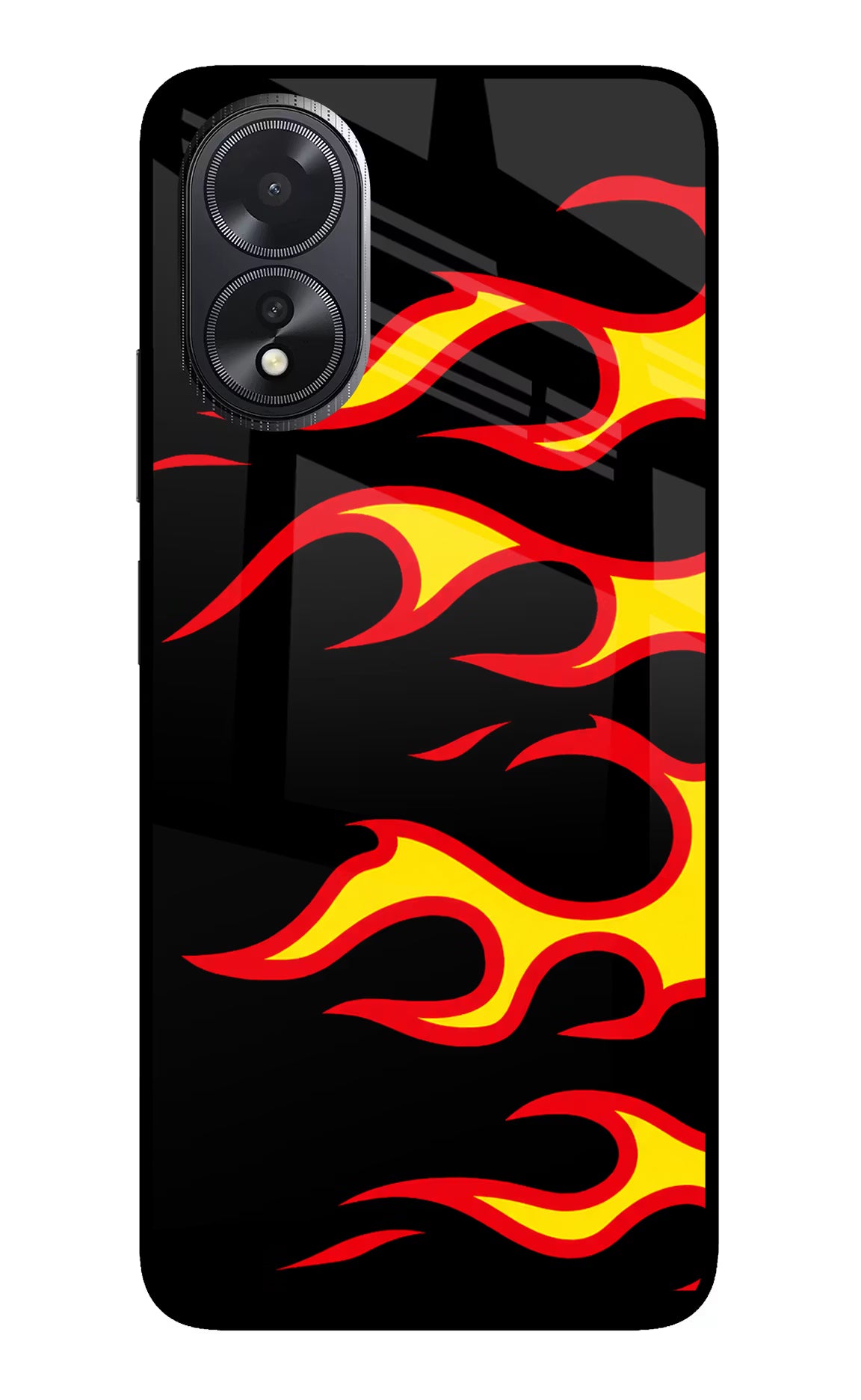 Side Sweep Flames Oppo A18/Oppo A38 Glass Case