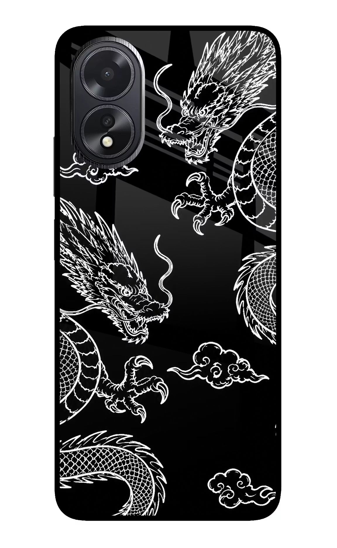 Twin Dragons Oppo A18/Oppo A38 Glass Case Back Cover by Casekaro