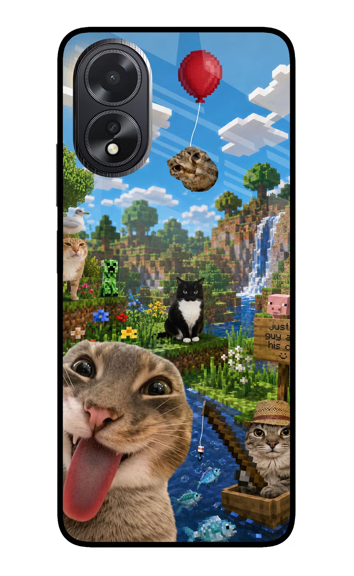 Minecraft Cat Chaos Oppo A18/Oppo A38 Glass Case