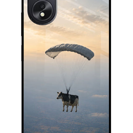 Skydiving Cow Oppo A18/Oppo A38 Glass Case