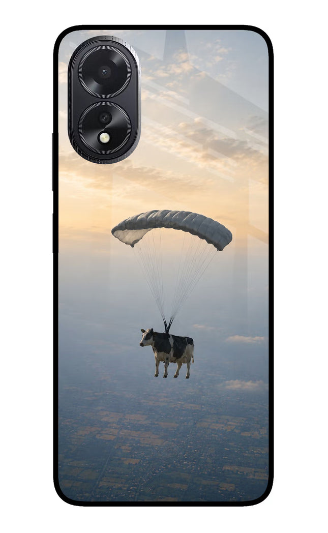 Skydiving Cow Oppo A18/Oppo A38 Glass Case