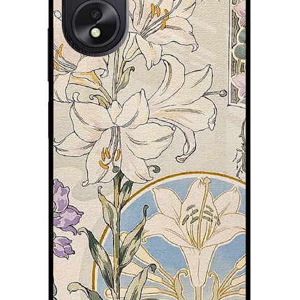 White Lily Oppo A18/Oppo A38 Glass Case Back Cover by Casekaro