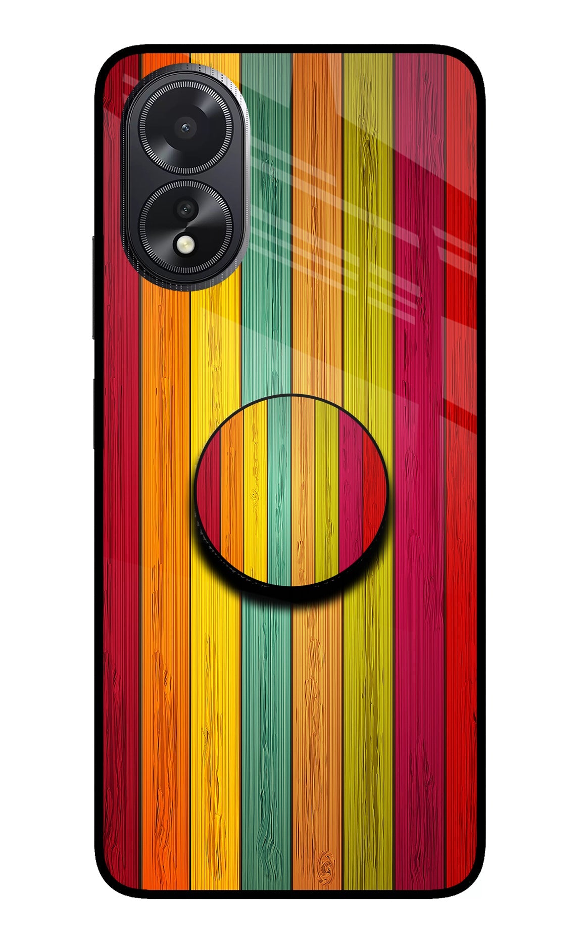 Multicolor Wooden Oppo A18/Oppo A38 Glass Case