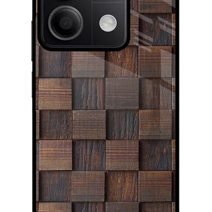 Wooden Cube Design Redmi Note 13 5G Glass Case Back Cover by Casekaro