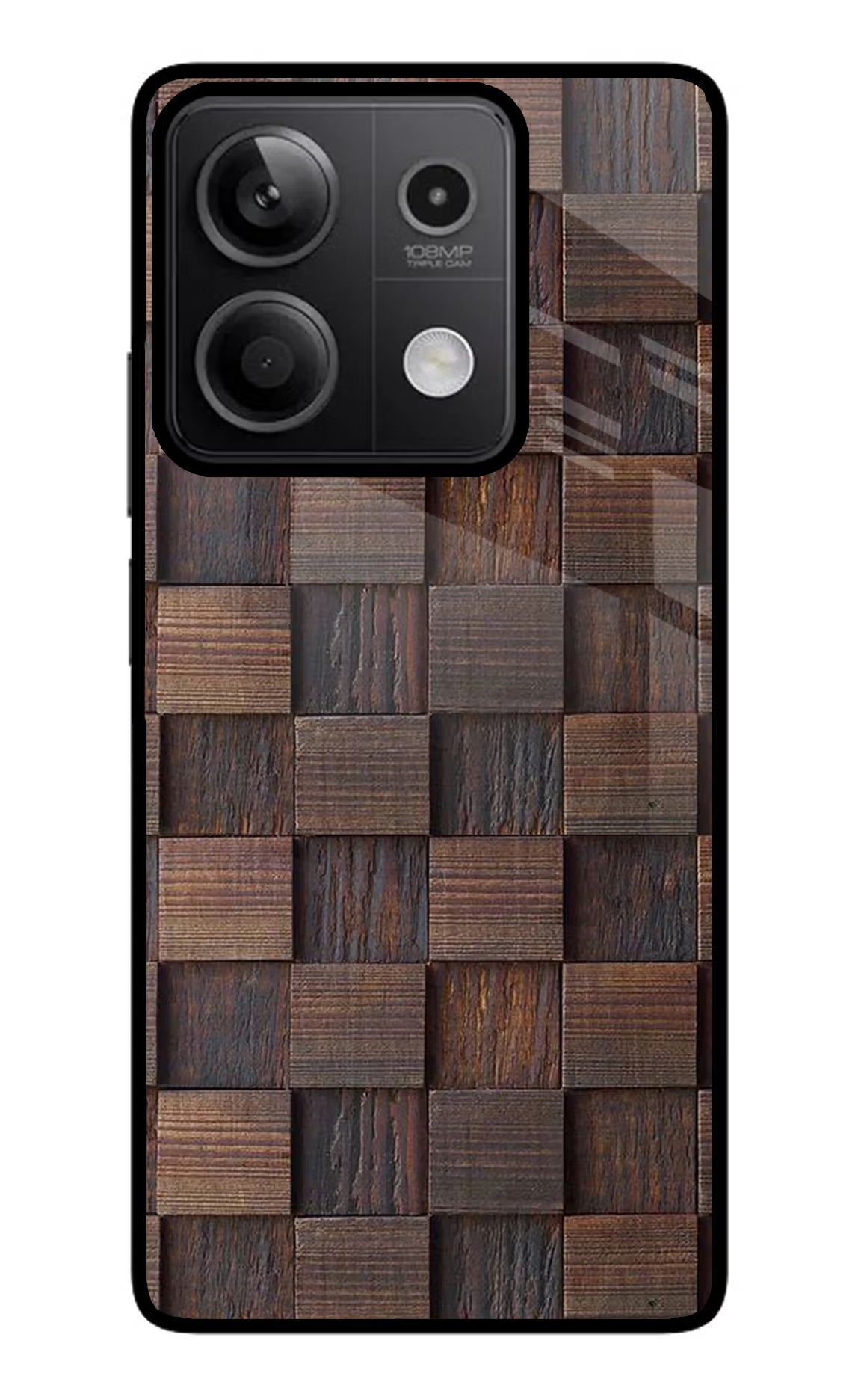 Wooden Cube Design Redmi Note 13 5G Glass Case Back Cover by Casekaro