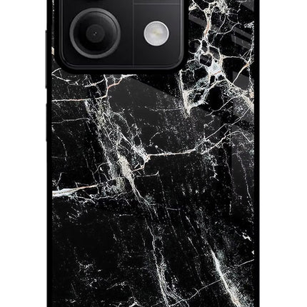 Black Marble Texture Redmi Note 13 5G Glass Case Back Cover by Casekaro