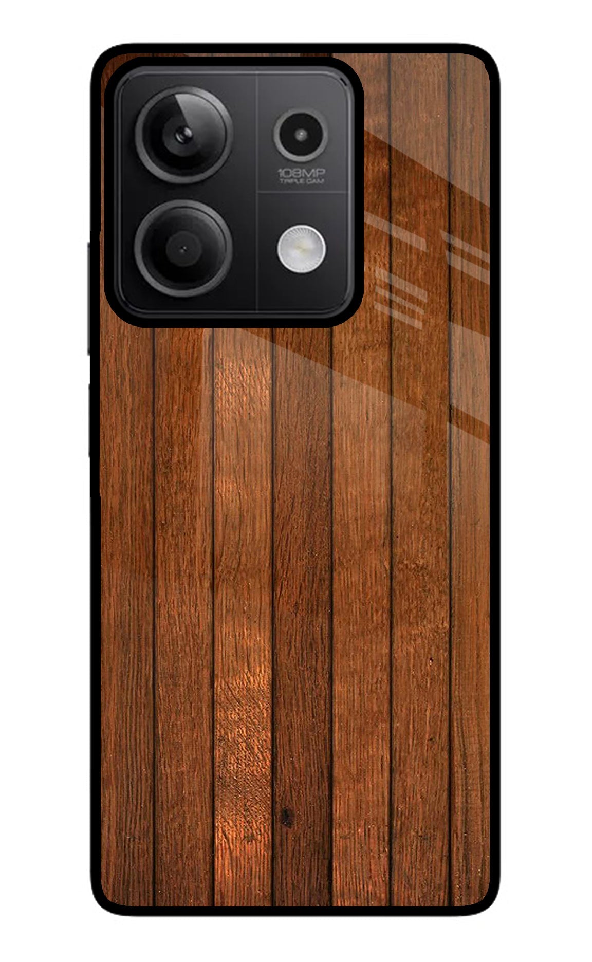 Wooden Artwork Bands Redmi Note 13 5G Glass Case