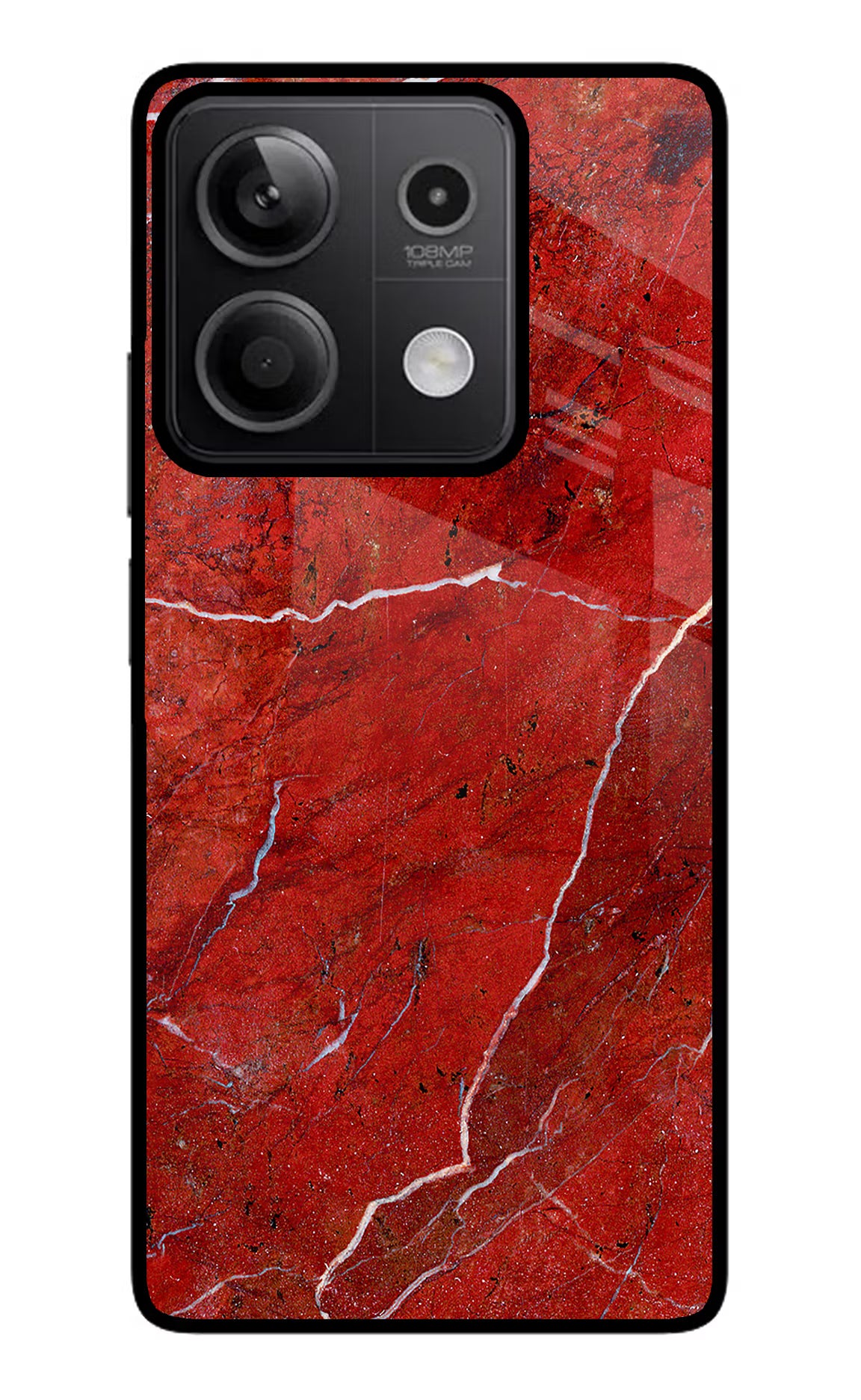 Red Marble Design Redmi Note 13 5G Glass Case Back Cover by Casekaro
