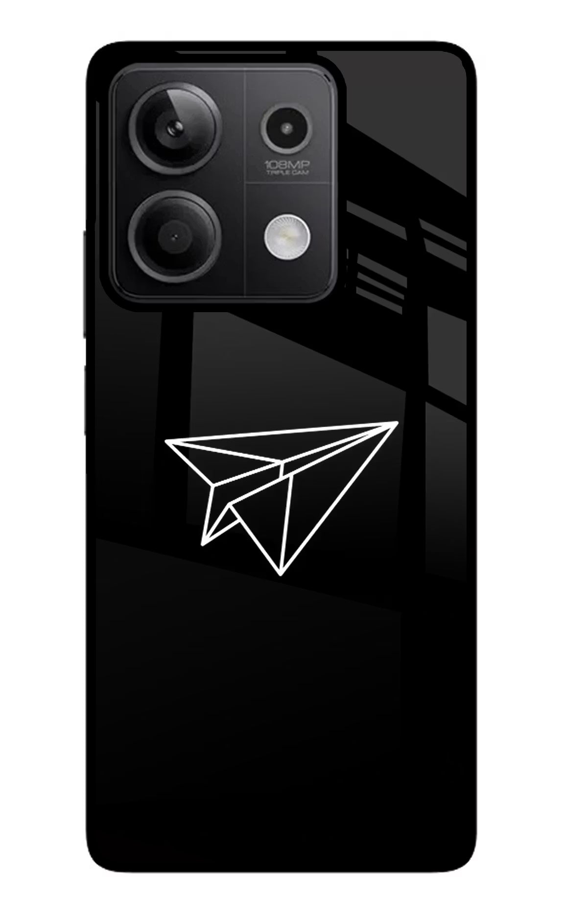 Paper Plane White Redmi Note 13 5G Glass Case Back Cover by Casekaro