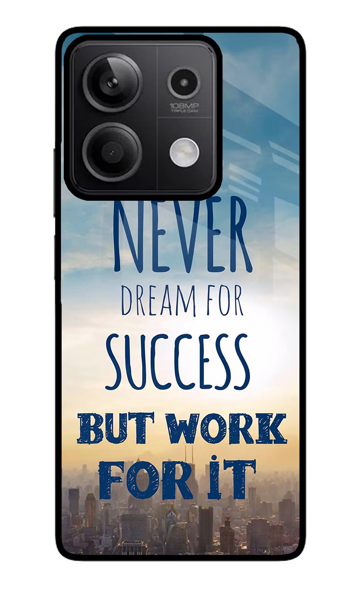 Never Dream For Success But Work For It Redmi Note 13 5G Glass Case Back Cover by Casekaro