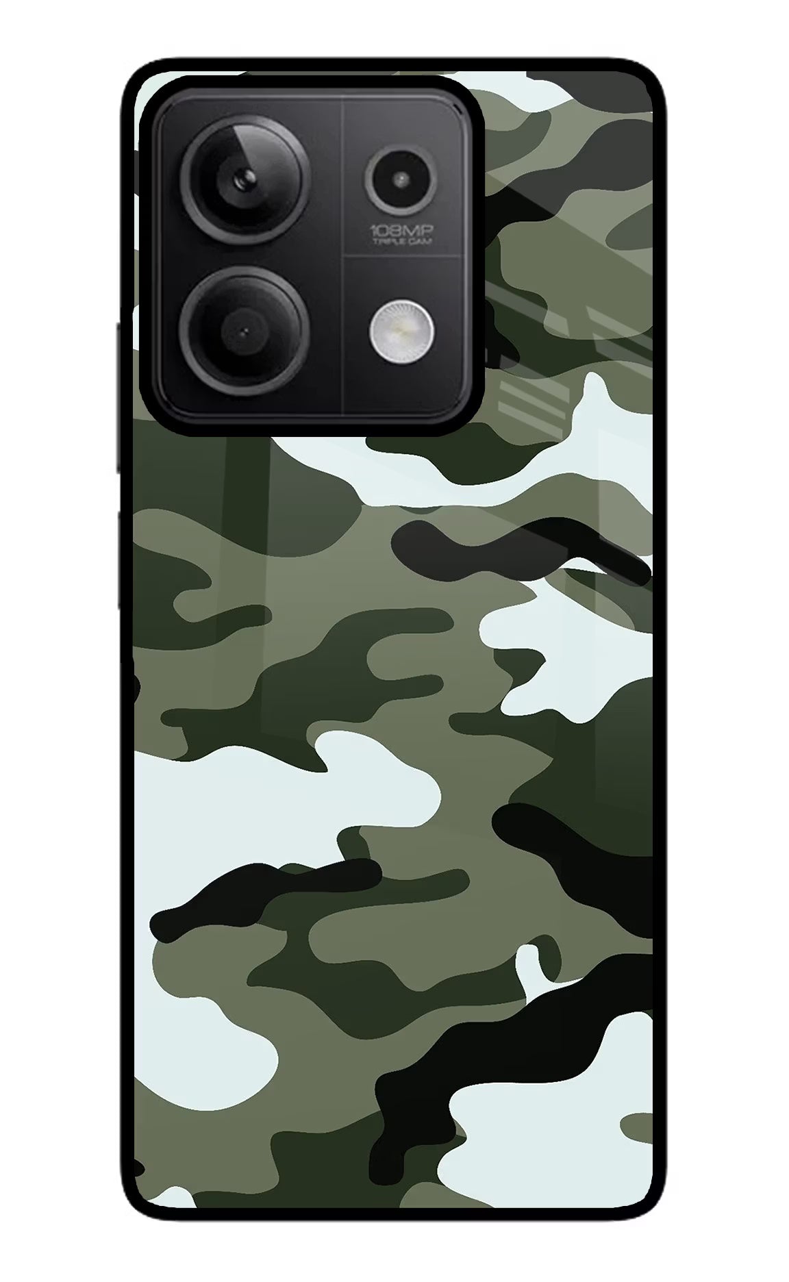 Camouflage Redmi Note 13 5G Glass Case Back Cover by Casekaro