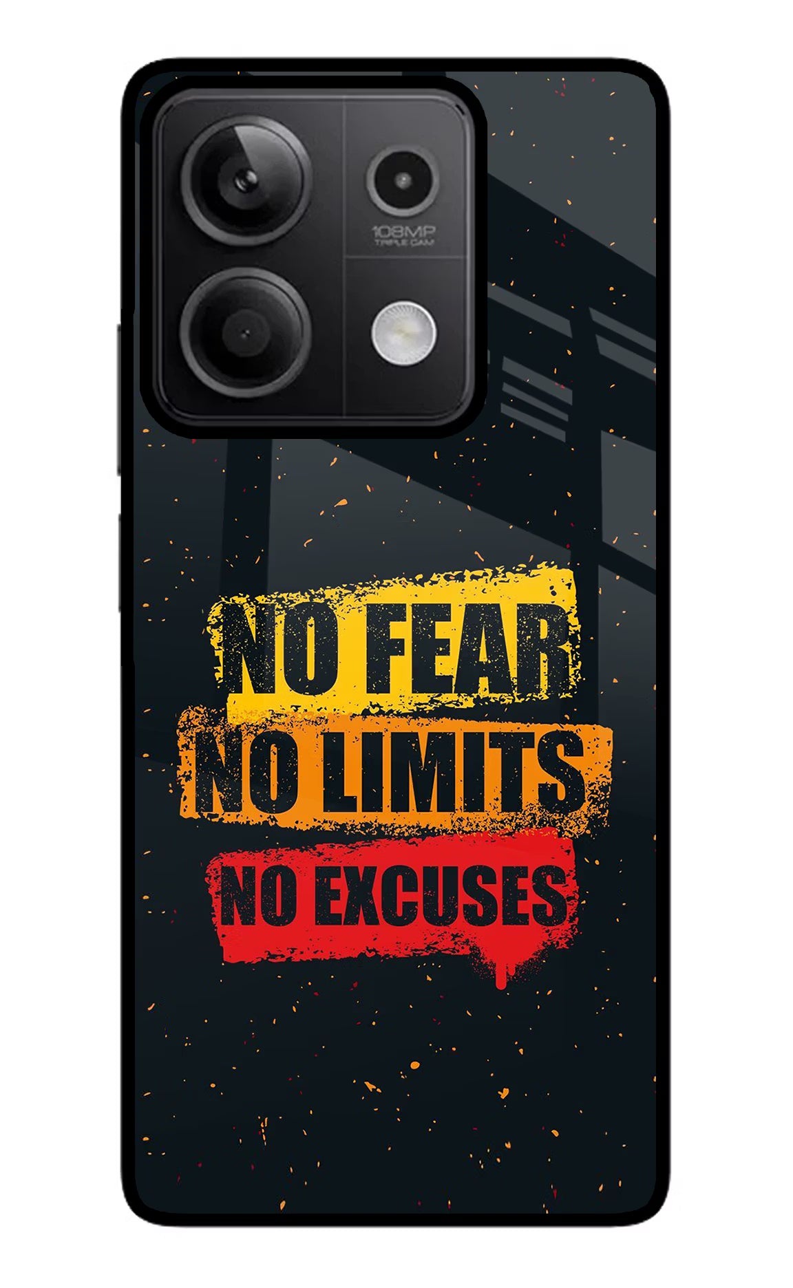 No Fear No Limits No Excuse Redmi Note 13 5G Glass Case Back Cover by Casekaro