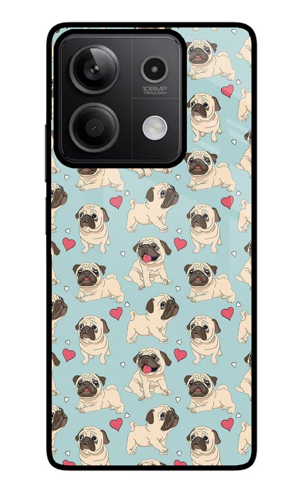 Pug Dog Redmi Note 13 5G Glass Case Back Cover by Casekaro