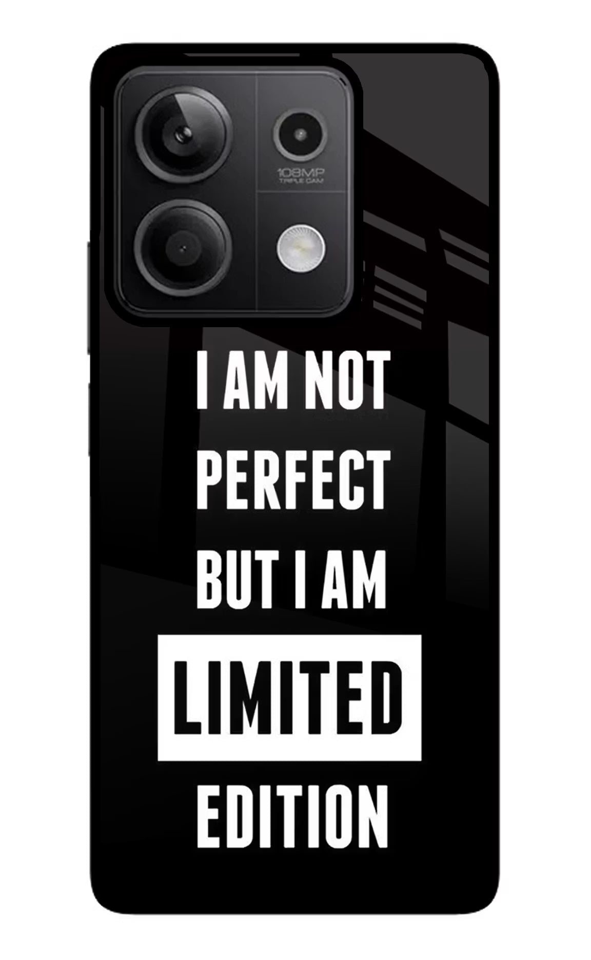 I Am Not Perfect But I Am Limited Edition Redmi Note 13 5G Glass Case Back Cover by Casekaro
