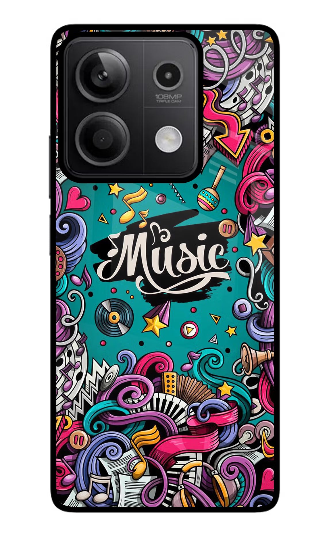 Music Graffiti Redmi Note 13 5G Glass Case Back Cover by Casekaro
