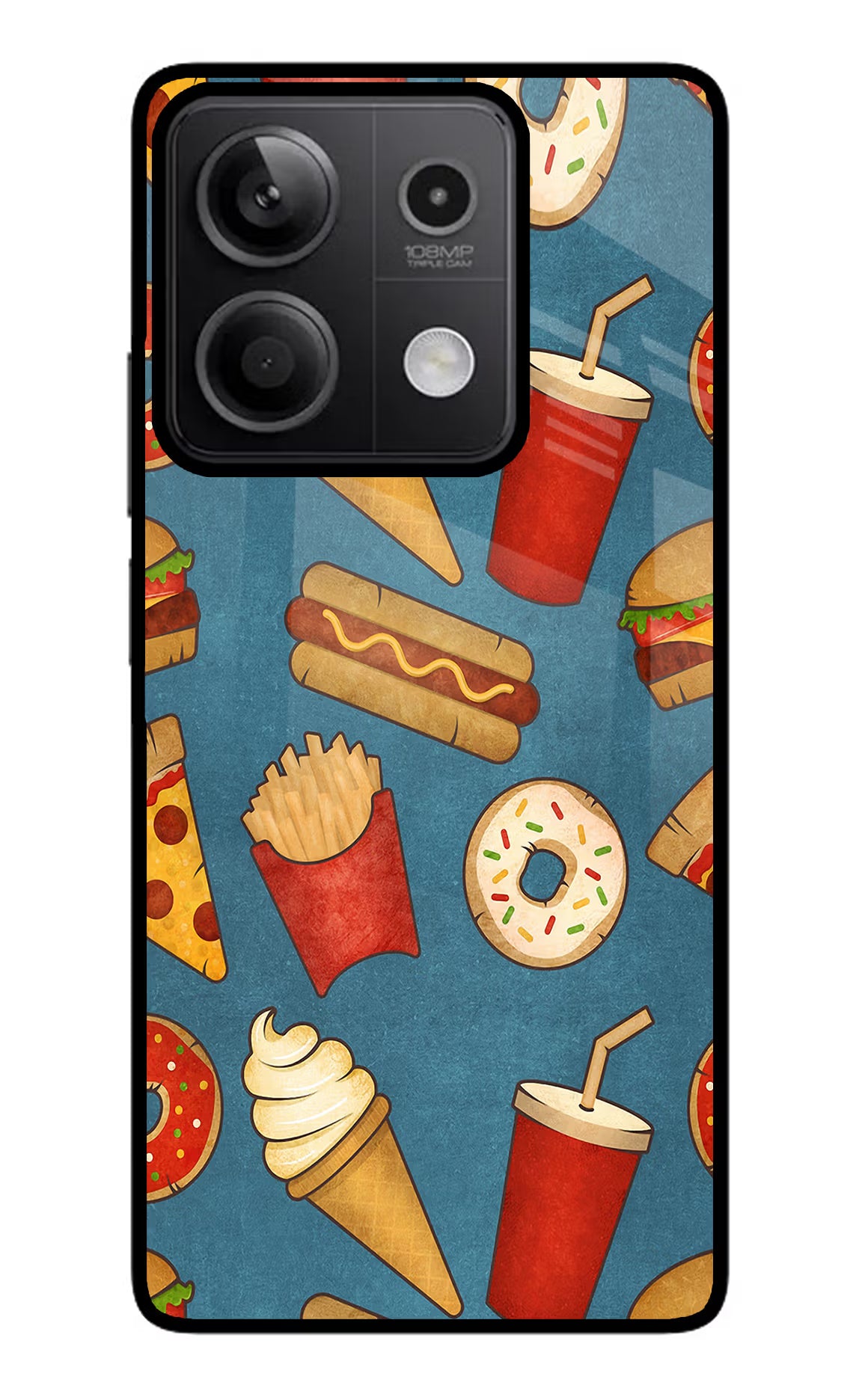 Foodie Redmi Note 13 5G Glass Case Back Cover by Casekaro