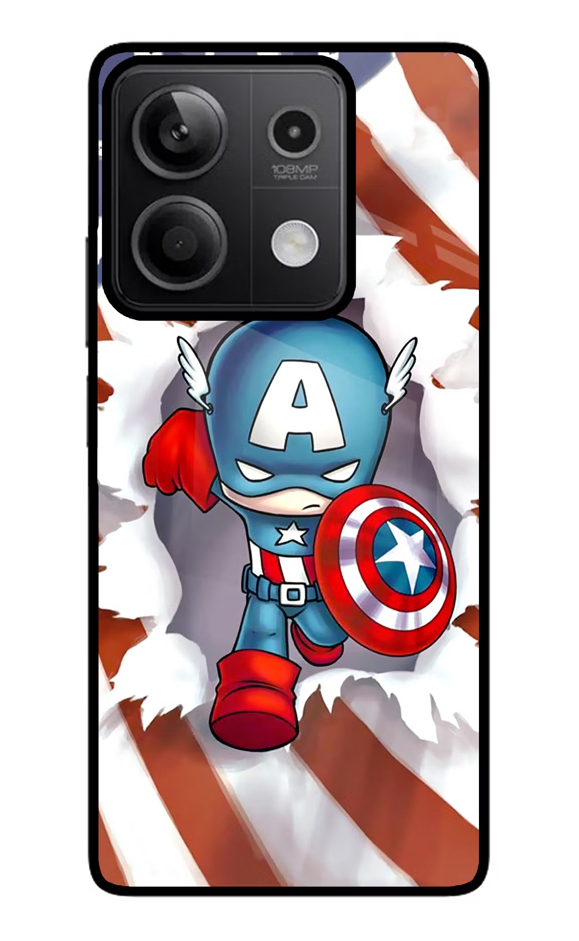 Captain America Redmi Note 13 5G Glass Case Back Cover by Casekaro