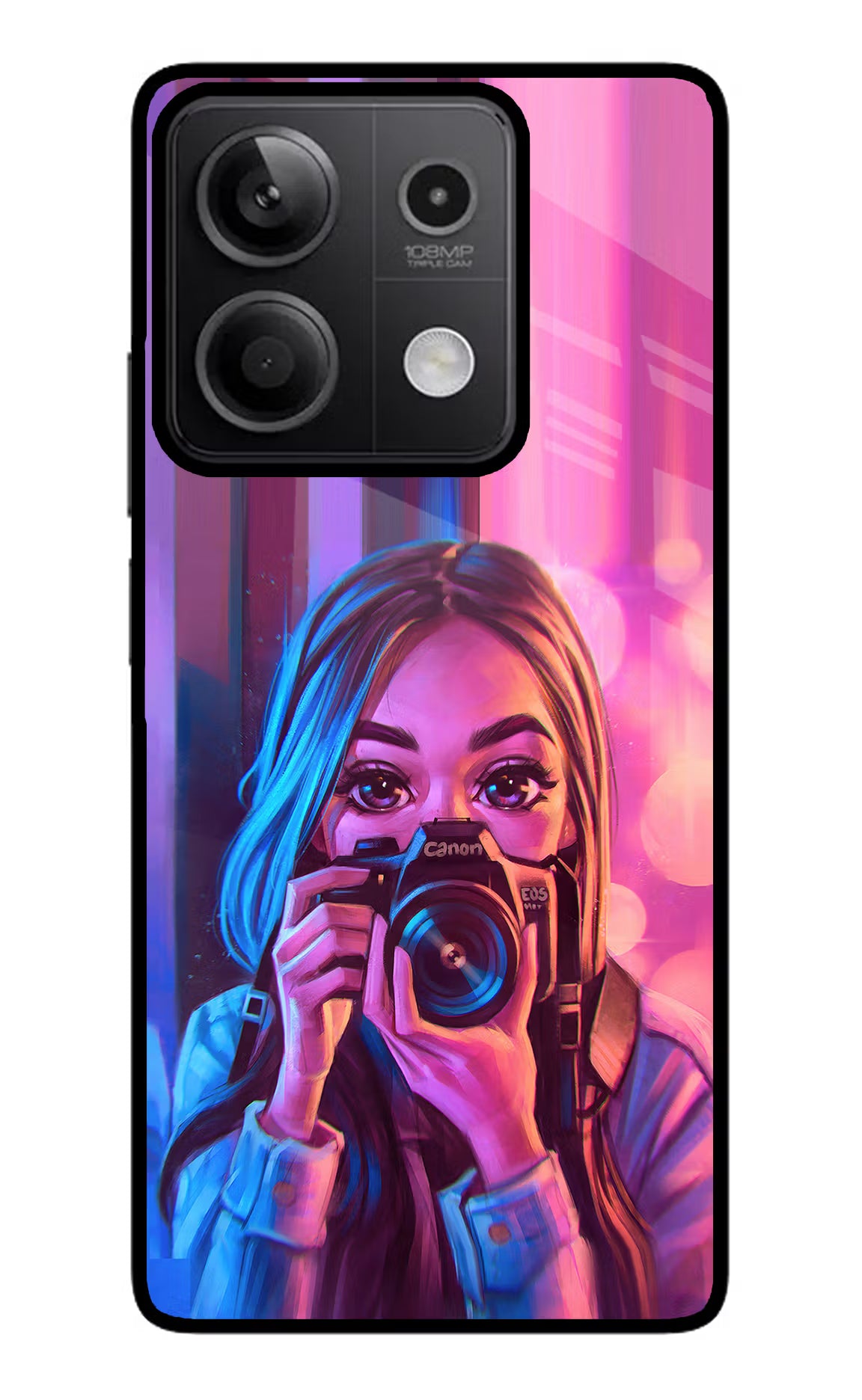 Girl Photographer Redmi Note 13 5G Glass Case Back Cover by Casekaro
