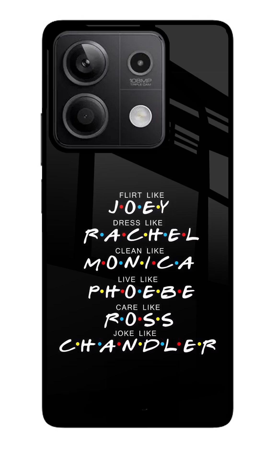 FRIENDS Character Redmi Note 13 5G Glass Case Back Cover by Casekaro