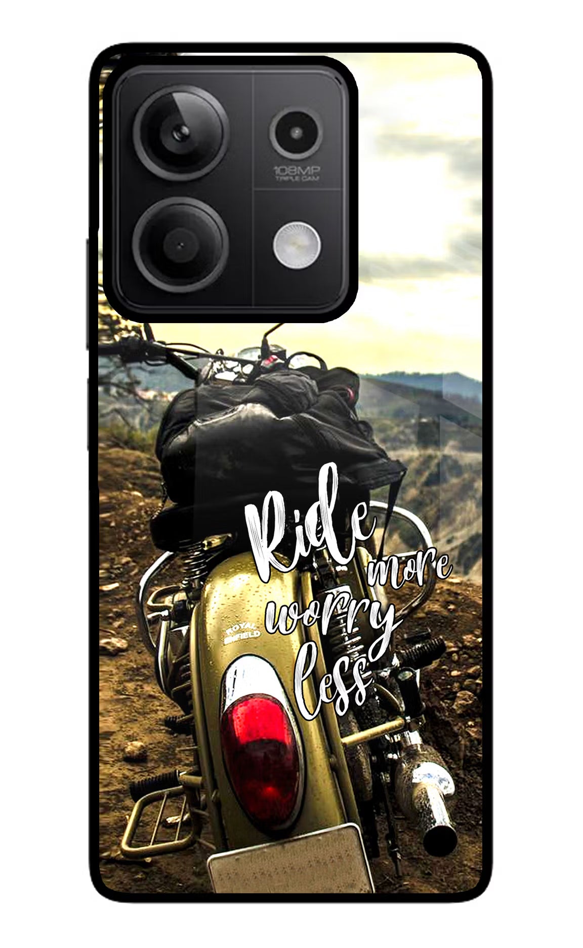 Ride More Worry Less Redmi Note 13 5G Glass Case Back Cover by Casekaro