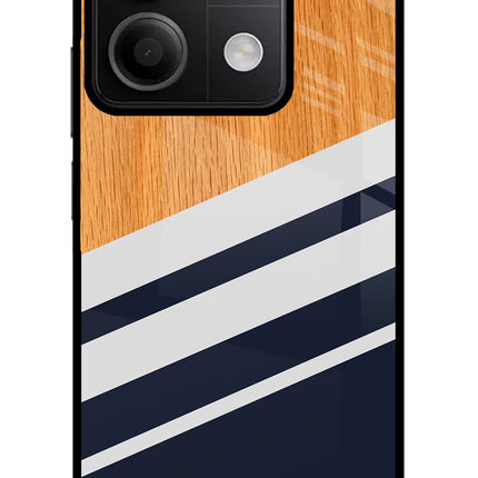 Blue and white wooden Redmi Note 13 5G Glass Case Back Cover by Casekaro