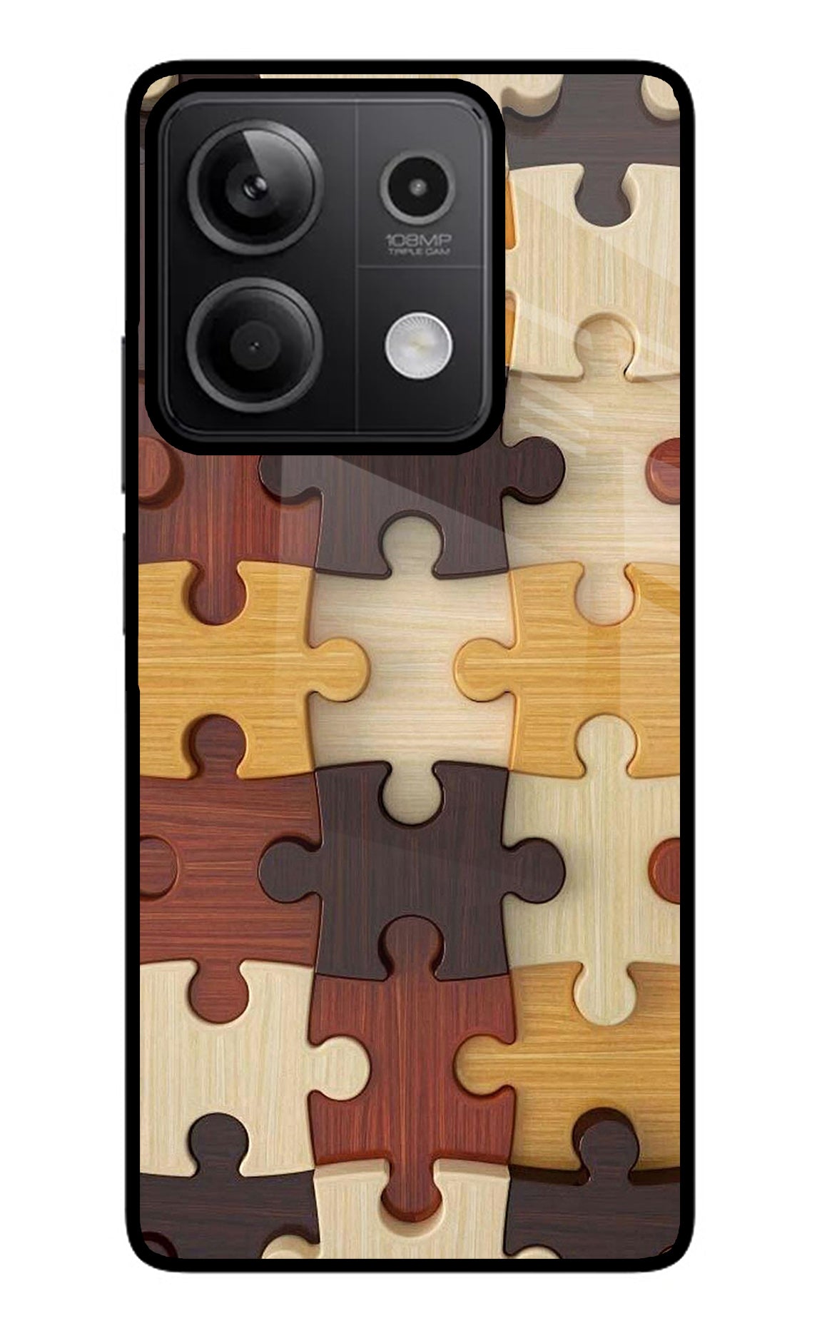 Wooden Puzzle Redmi Note 13 5G Glass Case