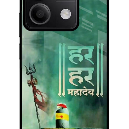 Har Har Mahadev Shivling Redmi Note 13 5G Glass Case Back Cover by Casekaro
