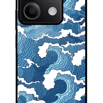 Blue Waves Redmi Note 13 5G Glass Case Back Cover by Casekaro