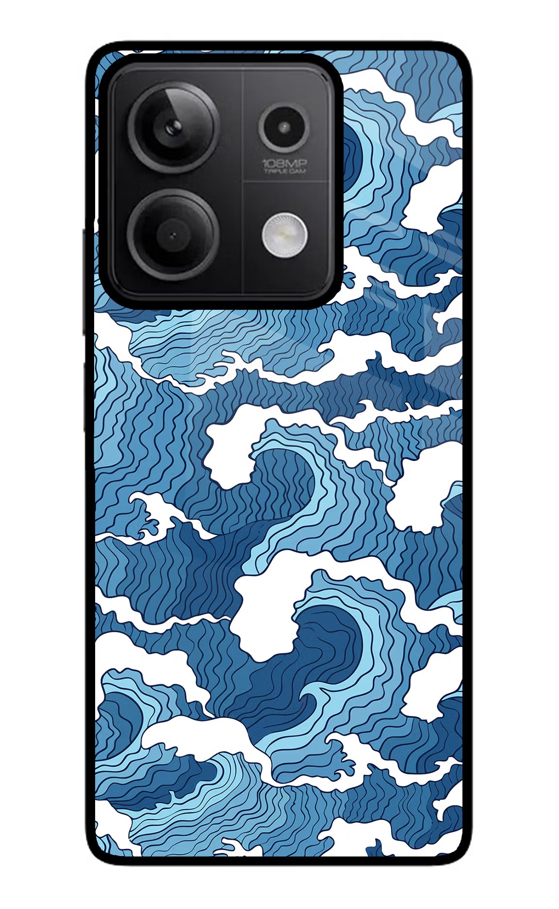 Blue Waves Redmi Note 13 5G Glass Case Back Cover by Casekaro